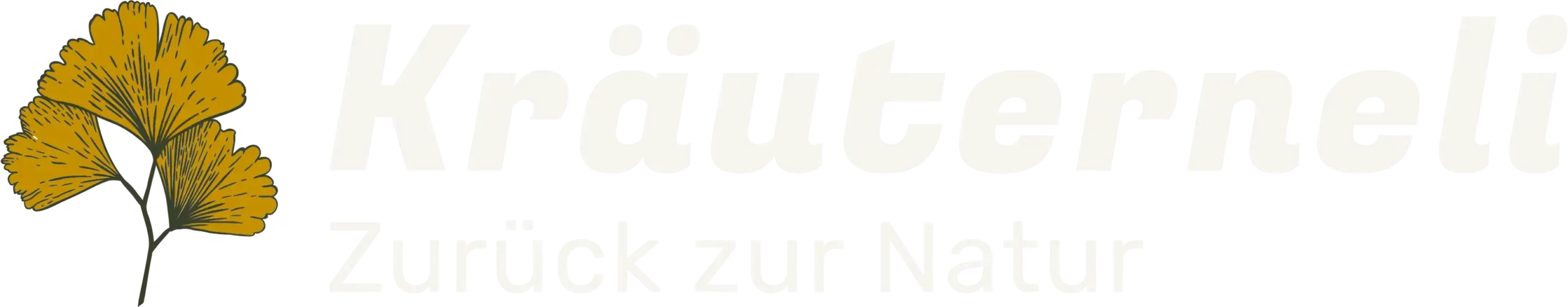 Logo von Kräuterneli mit gelber Blüte und dem Slogan Zurück zur Natur