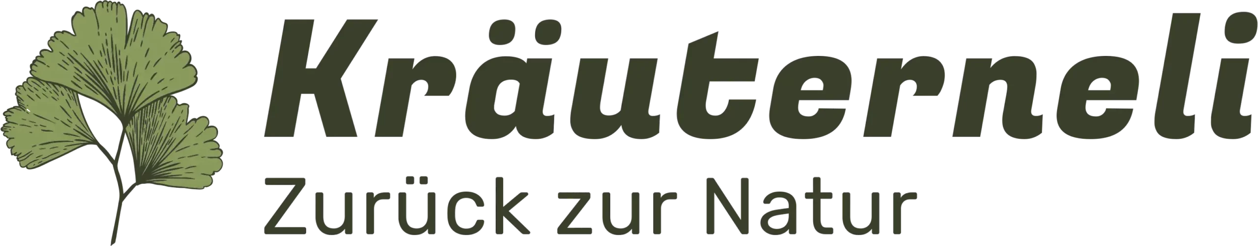 Logo von Kr&auml;uterneli mit gr&uuml;ner Bl&uuml;te und dem Slogan Zur&uuml;ck zur Natur