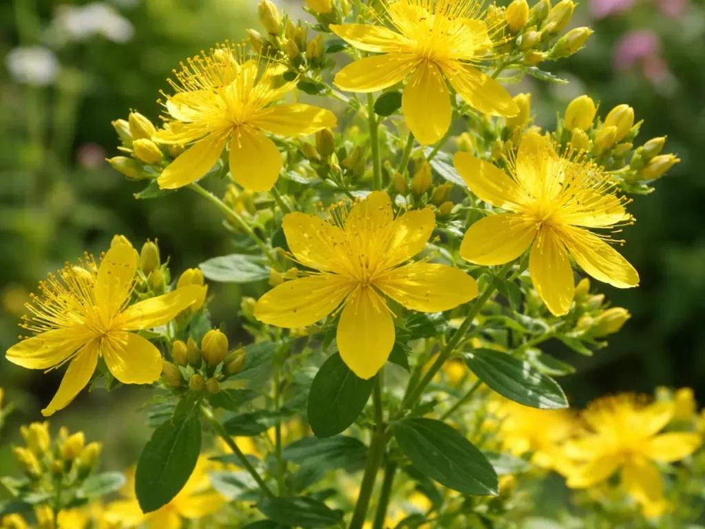 Johanniskraut, leuchtende Sommerblume, bewährtes Nerven und Wundkraut